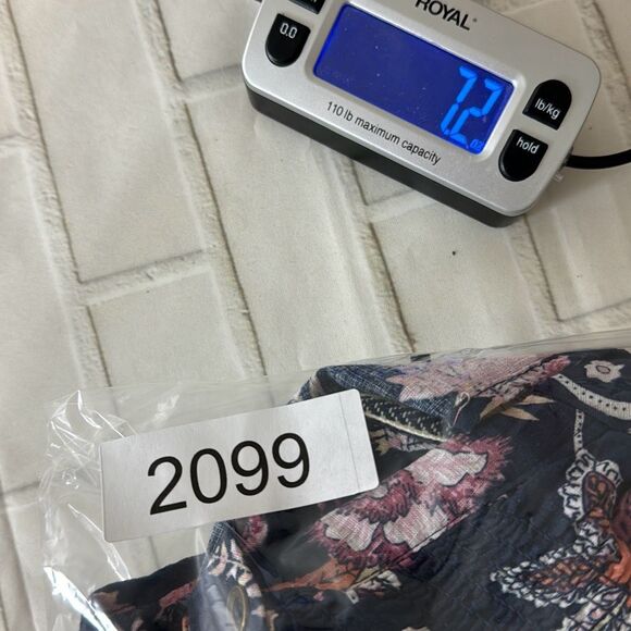 Knox Rose Blouse Shirt Top Womens Floral Button Up Rayon Large Navy Blue Pink - Picture 10 of 10